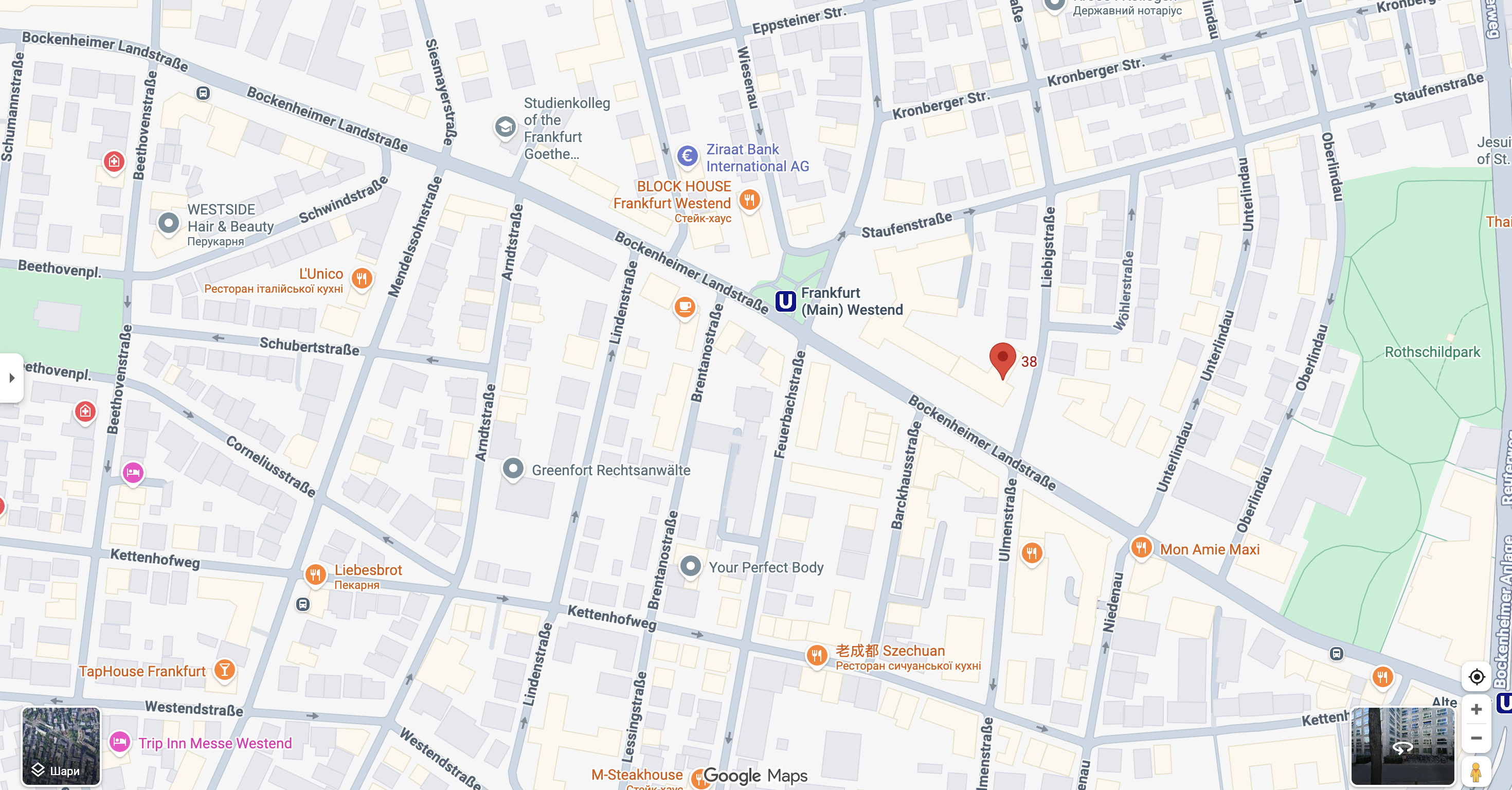 Karte der Kanzleiumgebung in Frankfurt am Main